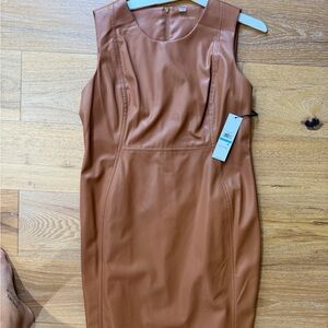 Calvin Klein Brown Faux Leather Dress